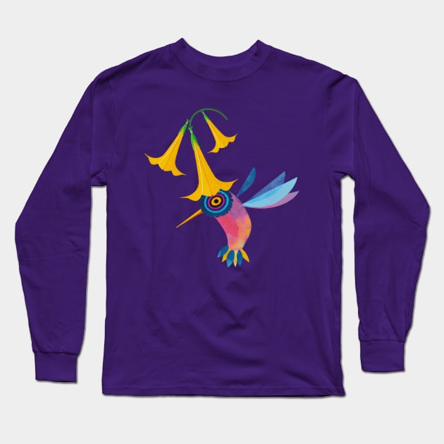 Hummingbird Graphic Long Sleeve T-Shirt by Kath Waxman Illustration